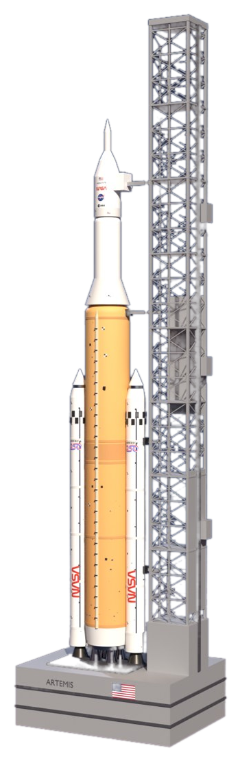 The Artemis II SLS rocket rendered in Blender